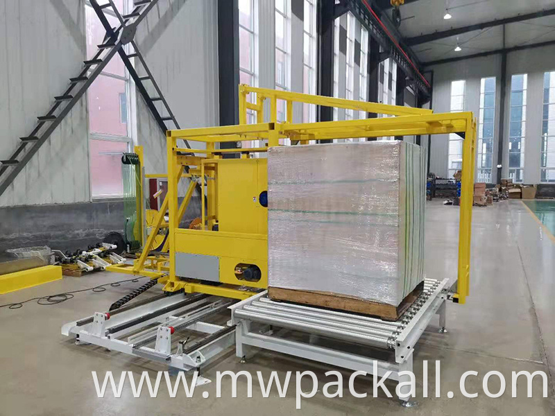 fully automatic pallet strapping machine vertical side pallet roller conveyor with turntable